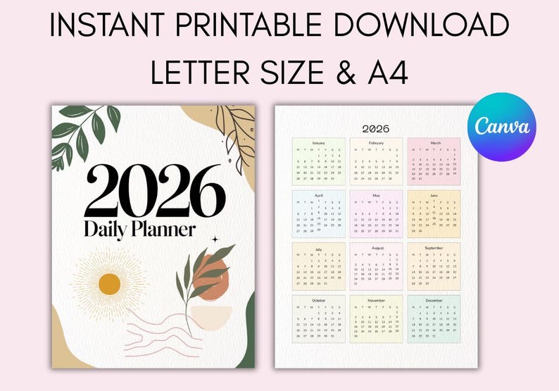 2026 Daily Planner Printable | Full Year Productivity Planner | Daily ...