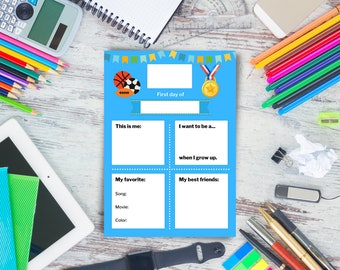 Sports-Themed First Day of School Milestone Poster | Printable Memory Maker | Instant Download
