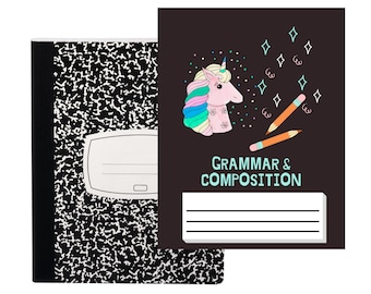Enchanting Unicorn Themed Composition Notebook Sticker Cover, 7.5x9.25in | Perfect Fit for Personalized Books