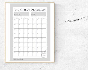 Gray Minimal Undated Monthly Planner