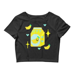 Japanischer Bananen milchkarton 8-bit Pixel Art Crop Tee