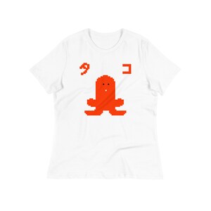 T-shirt rilassata giapponese tako sausage tako da 8 bit pixel da donna