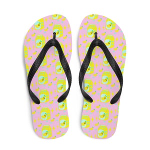 Caixa de leite de banana unissex japonesa de 8 bits pixel art retrô estilo jogo flip-flops