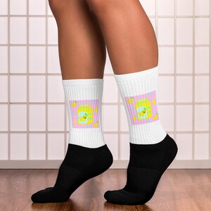 Unisex japońskie skarpetki w stylu retro z motywem bananów i mleka w kartonie 8-bitowych pikseli