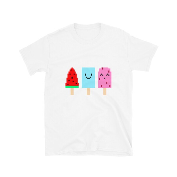 Unisexe 8-bit pixel japonais conbini ice candies t-shirt à manches courtes