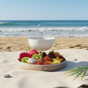 Etagere 2-stöckig – Handgemacht, Keramik und Metallschale im Landhausstil – ideales Geschenk, Obstschale, Obstkorb,