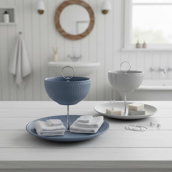 Etagere 2-stöckig – Handgemacht aus Keramik im Landhausstil | Individuelle Deko & Geschenkidee, jede Etagere ein Unikat, Schale oder Teller
