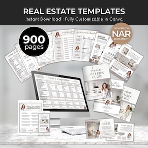 Lot de modèles pour agent immobilier, Modèles pour agent immobilier, Kit de lettres de marketing immobilier, Nouvel agent immobilier, Liste de contrôle pour agent immobilier, Canva