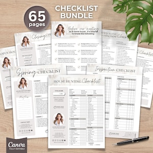 May include: A checklist bundle for home buyers and sellers. The bundle includes checklists for closing, open houses, spring home maintenance, house hunting, and inspections. The checklists are designed to help buyers and sellers stay organized and on track throughout the home buying and selling process.
