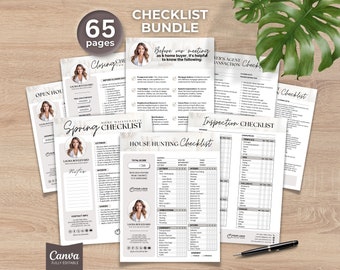 May include: A checklist bundle for home buyers and sellers. The bundle includes checklists for closing, open houses, spring home maintenance, house hunting, and inspections. The checklists are designed to help buyers and sellers stay organized and on track throughout the home buying and selling process.