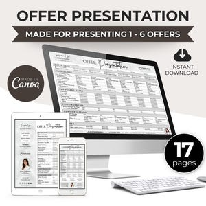 Presentación de oferta inmobiliaria, resumen de oferta, hoja de cálculo de ofertas múltiples, carta de presentación de oferta, hoja de trabajo de ofertas múltiples, instrucciones de oferta