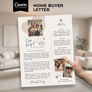 Carta de oferta de vivienda al vendedor, carta de comprador de vivienda al vendedor, carta de amor al comprador de bienes raíces, carta de oferta del comprador, plantilla, Canva, Canva editable