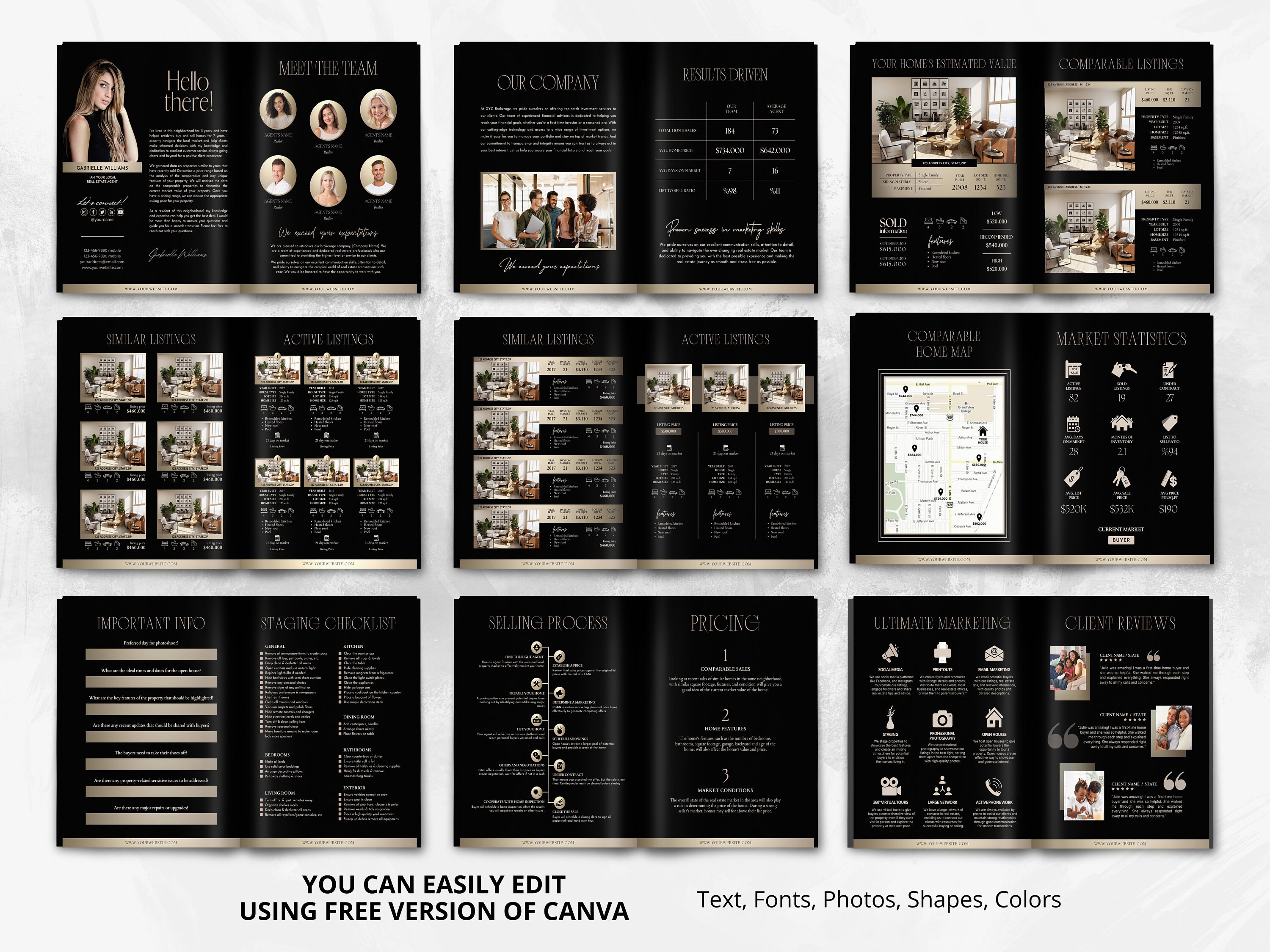 CMA Real Estate CMA Template Real Estate CMA Packet Luxury Black Cma CMA Real Estate CMA Template Real Estate CMA Packet Luxury Black Cma