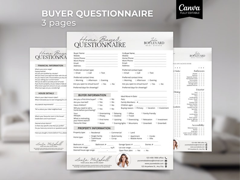 Cuestionario para compradores, Formulario de admisión de clientes inmobiliarios, Información de clientes de agentes inmobiliarios, Seguimiento de clientes, Hoja de consulta para compradores de vivienda, Formularios para agentes inmobiliarios imagen 10