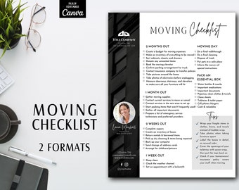 Moving Checklist, Home Buyer Moving To-Do List, Moving Checklis, Home Buyer Templates, Moving In Planner, Moving Guide, Realtor Marketing