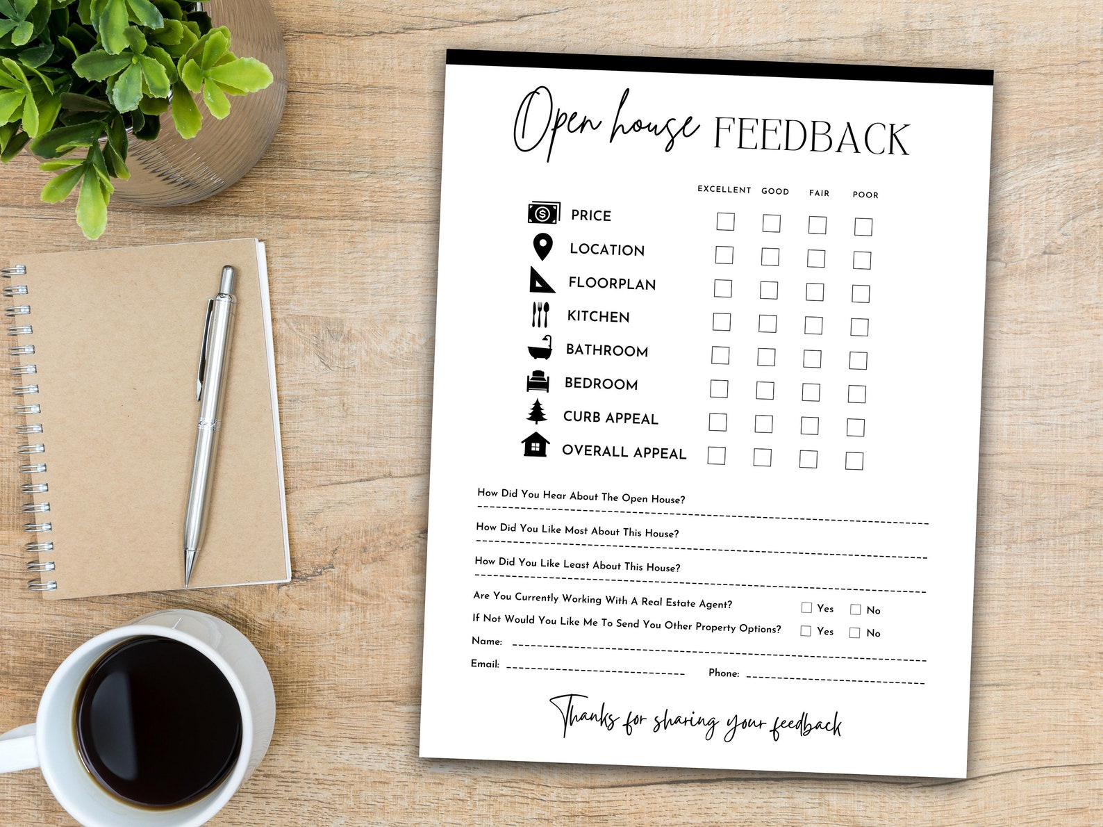 Open House Sign in Sheet, Open House Questionnaire, Open House Feedback Form, Showing Schedule