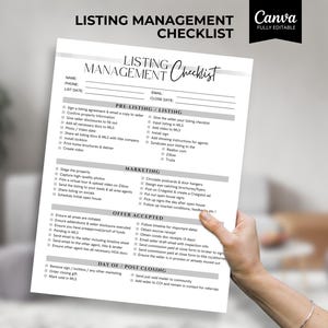 Real Estate Listing Management Checklist, Realtor Checklist, Listing to Close Checklist, Real Estate Marketing, Realtor Marketing Tools
