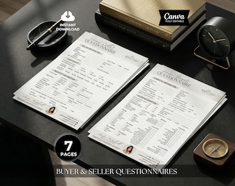 Real Estate Buyer Seller Questionnaire, Realtor Consultation Forms, Client Intake Form, Buying & Selling Lead Intake, Real Estate Marketing