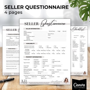 Seller Questionnaire, Real Estate Client Intake Form, Seller Survey, Home Seller Consultation Form, Property Information Sheet, Home Feature
