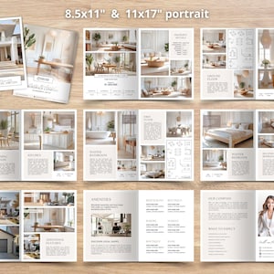 Pode incluir: Um folheto imobili&aacute;rio com fotos de uma casa moderna, plantas baixas e informa&ccedil;&otilde;es sobre a propriedade. O folheto mostra o interior e o exterior da casa, bem como detalhes sobre o bairro e as lojas locais. O folheto &eacute; impresso em papel de alta qualidade e apresenta um design moderno.