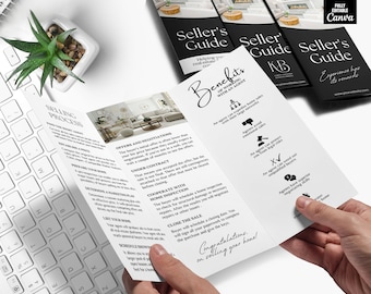 Modelo de Brochura de Venda de Imóveis em Três Partes | Guia de Venda de Imóveis | Panfleto | Flyer sobre o Processo de Venda | Modelos de Marketing para Corretores de Imóveis