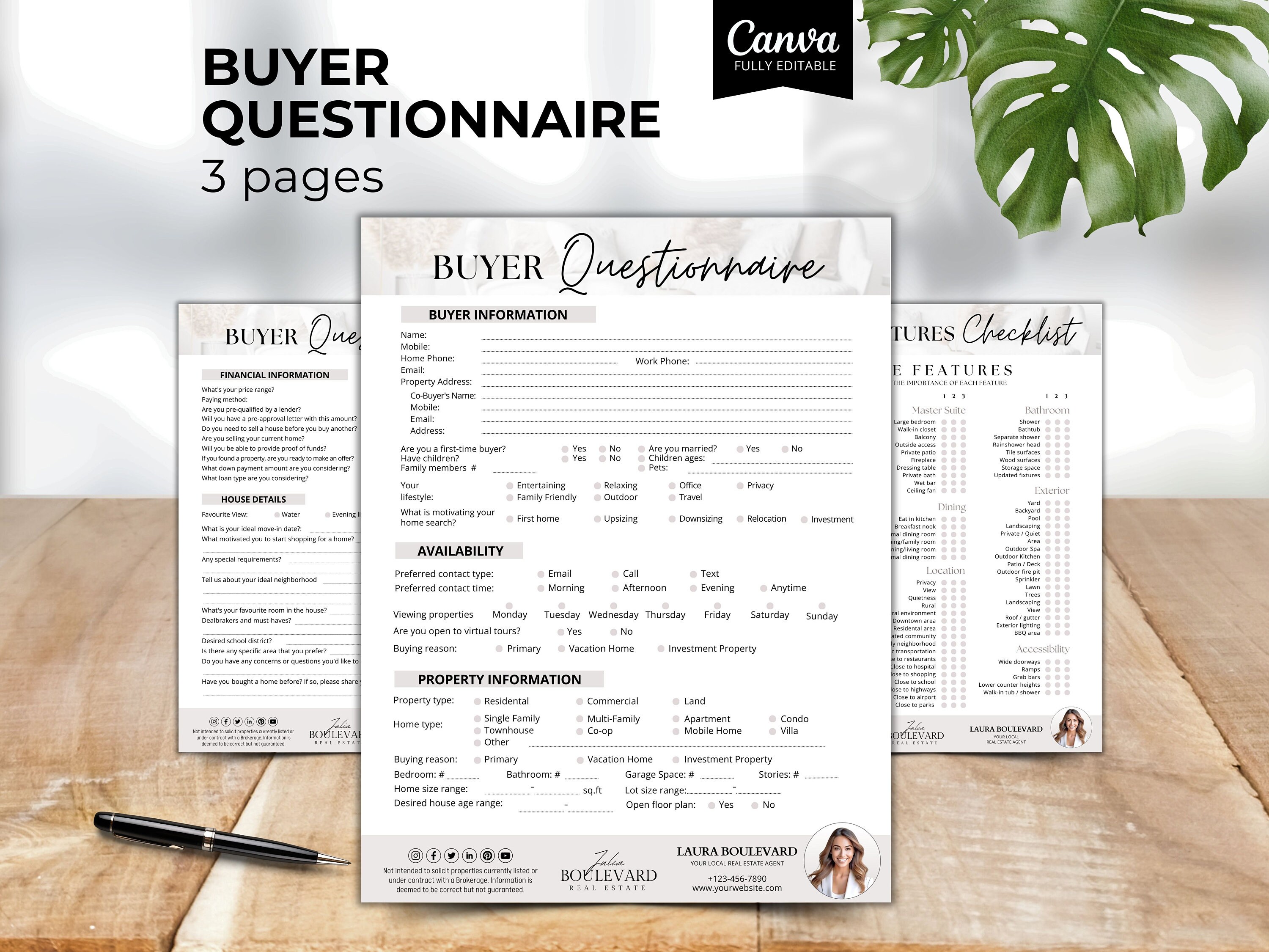 Buyer Questionnaire, Buyer Consultation Template, Buyer Intake Form