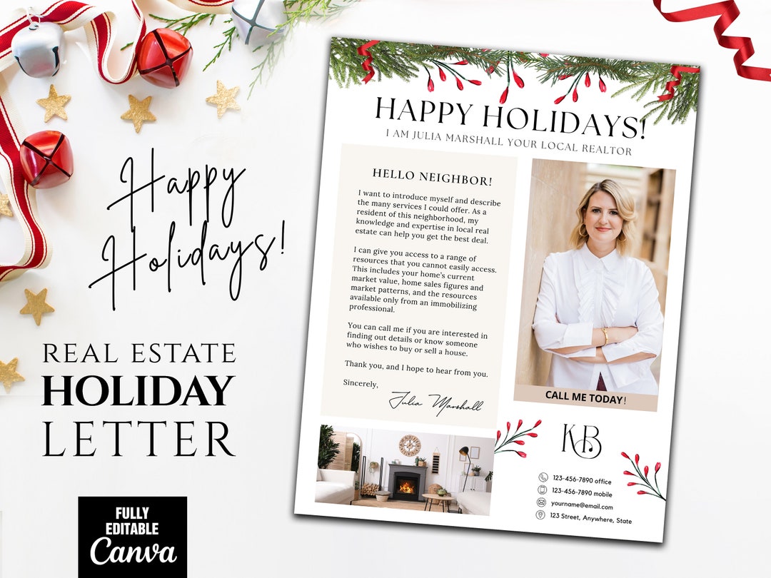 Real Estate Holiday Letter, Holiday Farming Letter, Realtor Hello