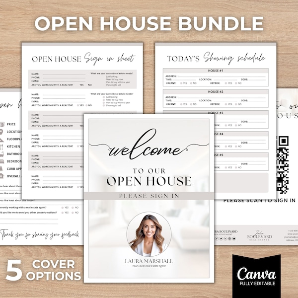 Broker Open House, Open House Sign In Bundle, Open House Feedback Form, Open House Sign in With QR Code, Showing Schedule, Real Estate Covid