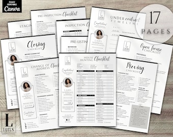 Paquete de listas de verificación inmobiliarias, paquete de plantillas para vendedores y compradores de viviendas, marketing inmobiliario, cierre, pre-publicación, jornada de puertas abiertas, gestión de agentes inmobiliarios