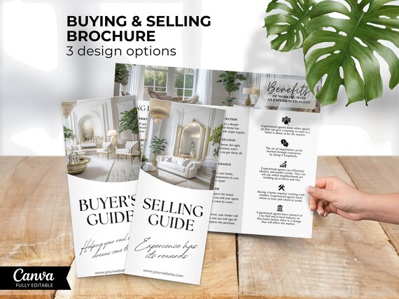 Real Estate Trifold Home Buyers & Sellers Guide Brochure Template, Home Buying Selling Guide Pamphlet, Process Flyer Realtor Marketing Canva