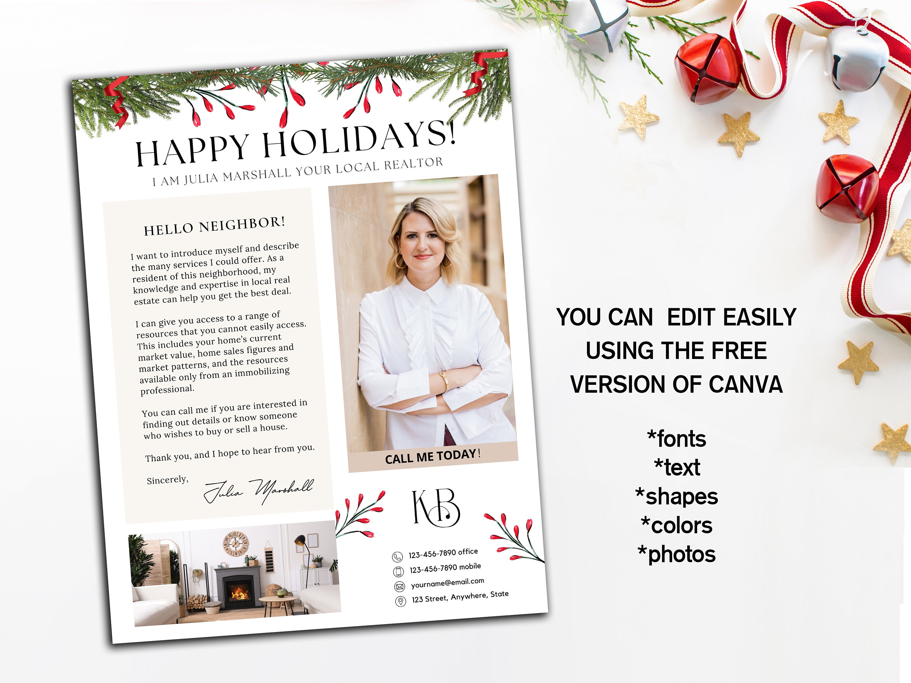 Real Estate Holiday Letter, Holiday Farming Letter, Realtor Hello