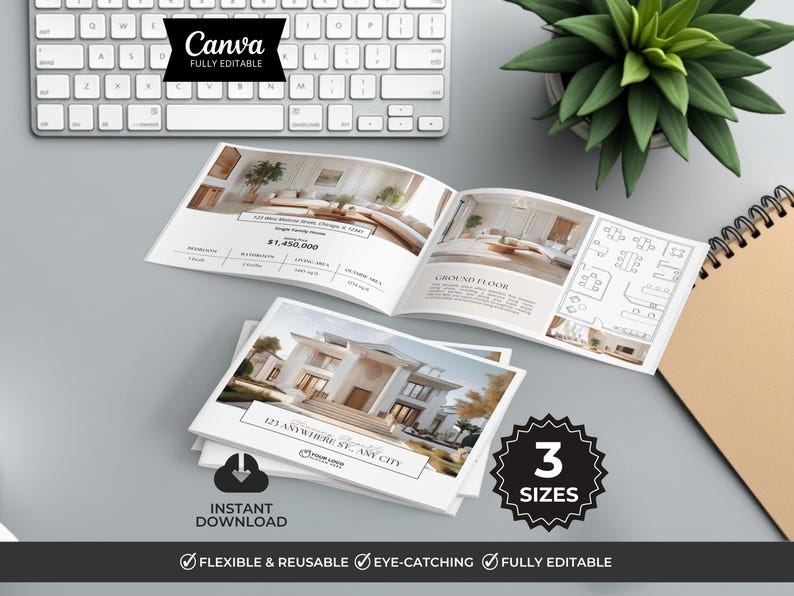 Brochura de Imóvel, Modelo de Brochura de Imóveis de Luxo, Flyer Imobiliário, Livreto Imobiliário, Marketing Imobiliário, Brochura de Anúncio imagem 1