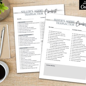 Real Estate Transaction Checklist, Seller&#39;s and Buyers Agent Transaction Checklist, Transaction Coordinator, Realtor Transaction Planner