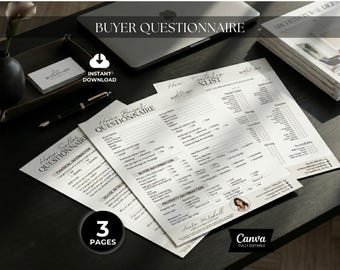 Buyer Questionnaire Real Estate Client Intake Form Realtor Clients Information, Client Tracker, Home Buyer Consultation Sheet, Realtor Forms