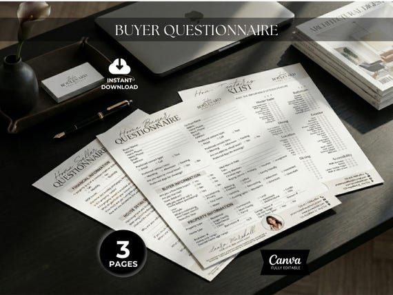 Buyer Questionnaire Real Estate Client Intake Form Realtor Clients Information, Client Tracker, Home Buyer Consultation Sheet, Realtor Forms