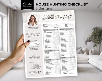 House Hunting Checklist, Home Buyer Checklist, Home Hunting,  Home Buyer Guide, Property Searching Checklist Editable, Real Estate Templates