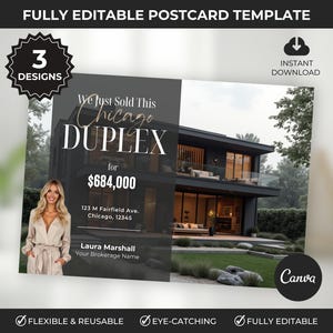 Just Sold Postcard Template, Realtor Farming, Real Estate Marketing Postcard, Real Estate Farming Postcard, Thinking of Selling Your Home