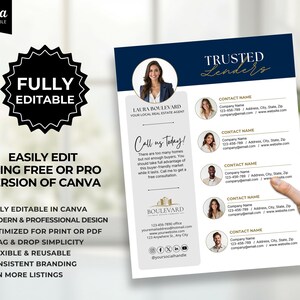 Lista de proveedores de bienes raíces, lista de proveedores de servicios públicos para prestamistas, lista de proveedores de agentes inmobiliarios, marketing para agentes inmobiliarios, prestamistas de confianza, Canva imagen 3