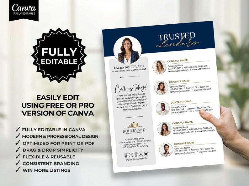 Lista de proveedores de bienes raíces, lista de proveedores de servicios públicos para prestamistas, lista de proveedores de agentes inmobiliarios, marketing para agentes inmobiliarios, prestamistas de confianza, Canva imagen 3