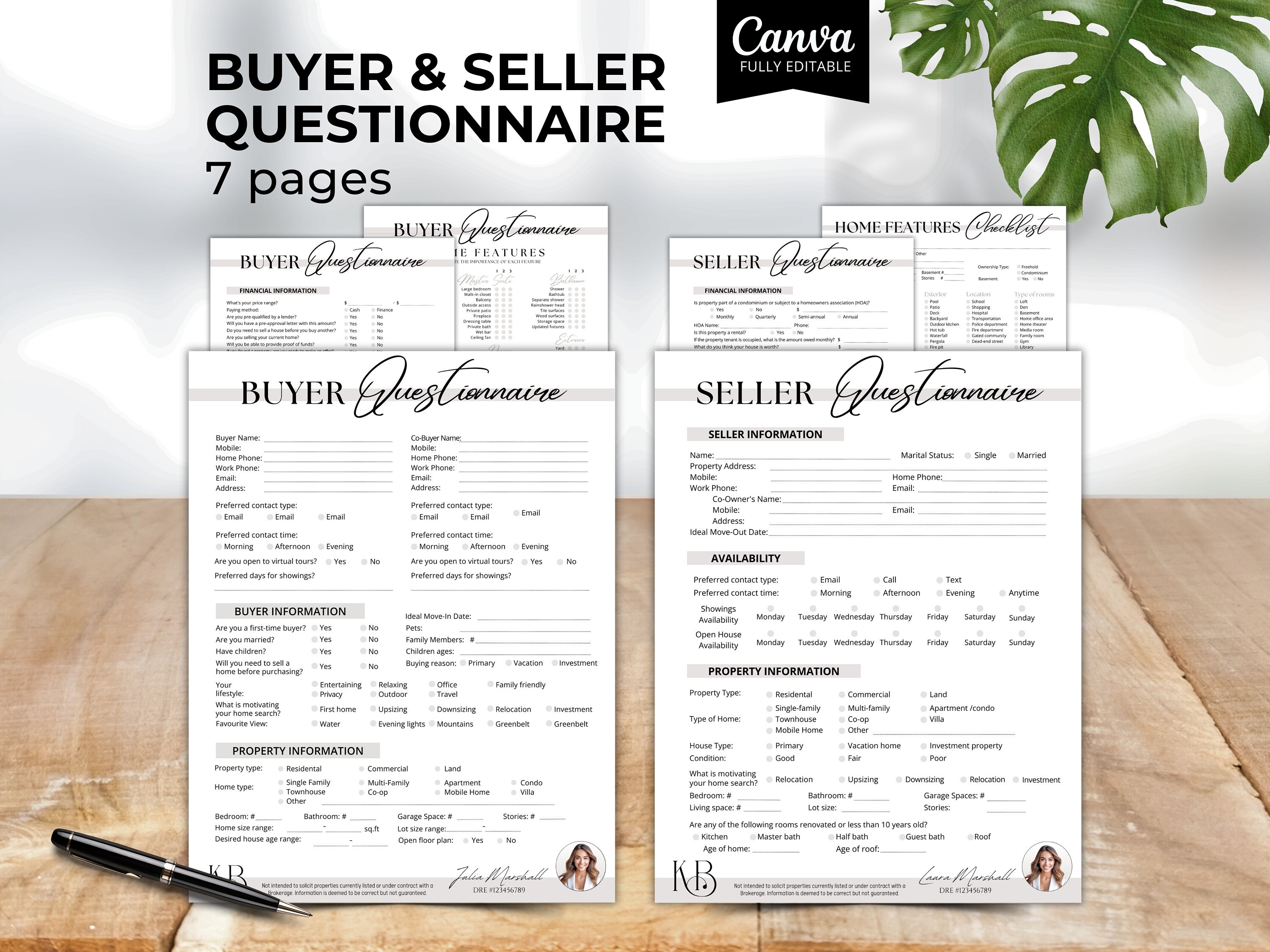 Real Estate Buyer & Seller Questionnaire, Seller, Buyer Consultation