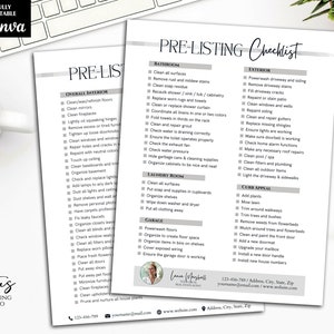 Pre-listing Checklist, Home Seller Checklist, Real Estate Prelisting Template, Real Estate Templates, Realtor Templates, Sellers Agent image 1