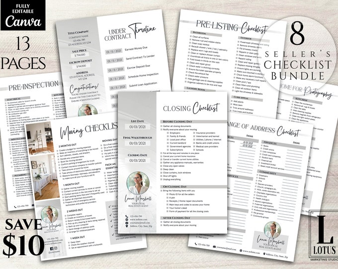 Real Estate Checklist Bundle, Home Seller & Buyer Templates Bundle ...
