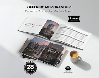 Offering Memorandum Template Commercial Real Estate, Property Brochure Template, Condo Development, OM, Luxury Real Estate Marketing Canva