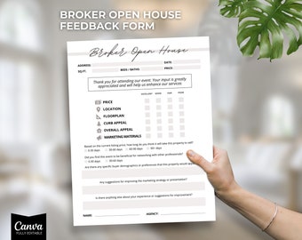 Broker Open House, Feedback Form, Broker Open Feedback Form, Open House For Brokers, Real Estate Marketing, Brokers Open house Flyer, Canva