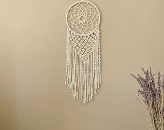 Colgante de pared boho hecho a mano, macrame dreamcatcher