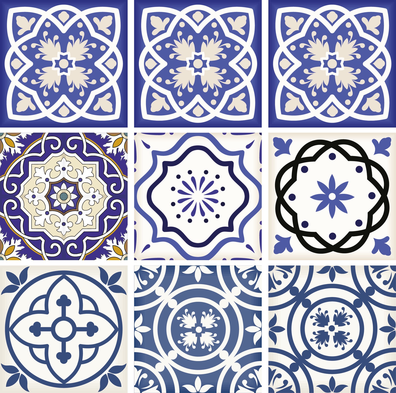 Juego de pegatinas de azulejos Moroccan Blue 25 pegatinas por | Etsy