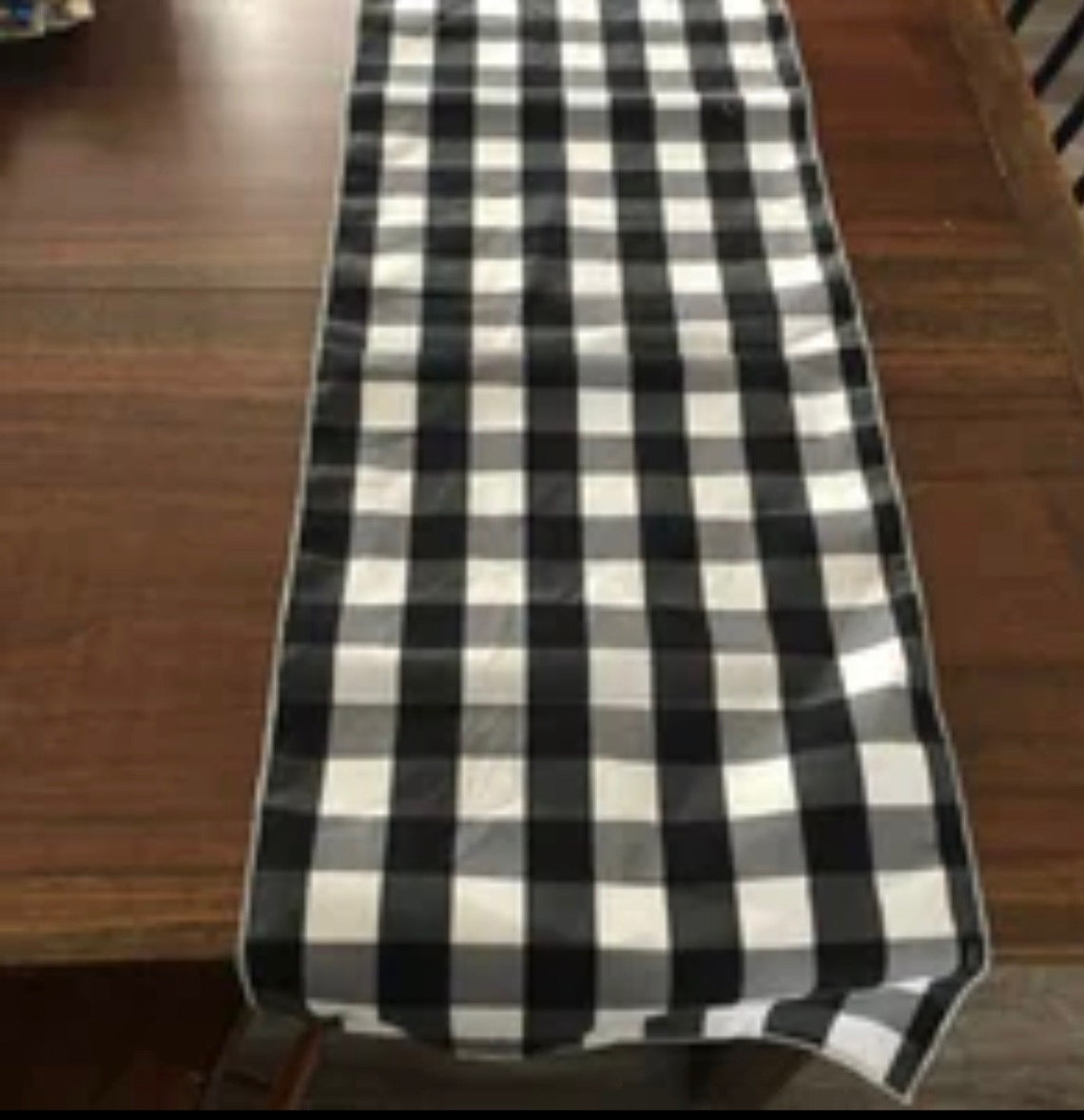 Black white Gingham table runner Etsy