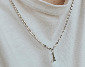 Initial Necklace, initial necklace, christmas gift, letter necklace, gifts for him, gifts for her, customized gift, unisex, silver chain