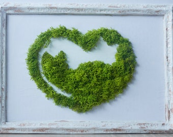 Arte del musgo estabilizado para la pared / Yin yang