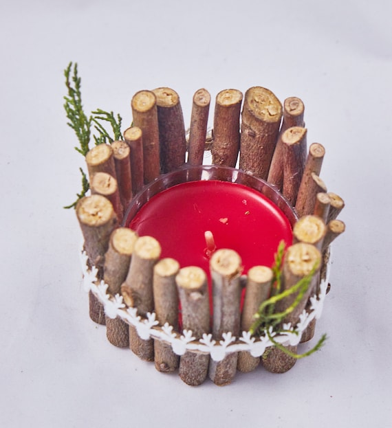 Weihnachtskerzenständer /Kerzenständer aus Holz aus Holzzweigen